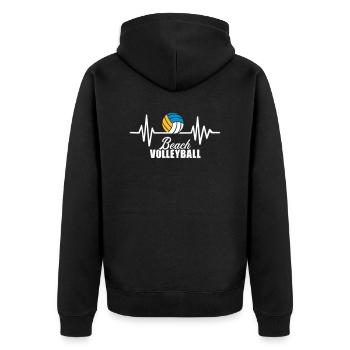 Beachvolleyball - Unisex Premium Bio Zip Hoodie - Schwarz - Hinten - Nico (187cm)