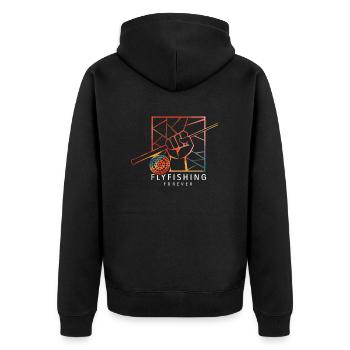 Flyfishing for ever - Unisex Premium Organic Zip Hoodie - black - Back - Nico (187cm)