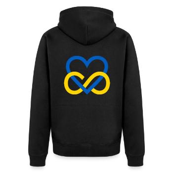 Ukraine Heart blue yellow Blue-yellow Infinity Heart - Unisex Premium Organic Zip Hoodie - black - Back - Nico (187cm)