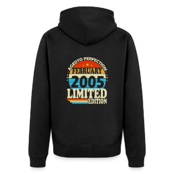 February 2005 Born birthday Retro - Unisex Premium Organic Zip Hoodie - black - Back - Nico (187cm)