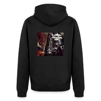 Eskapart Wast. Brains - Unisex Premium Bio Zip Hoodie - Schwarz - Hinten - Nico (187cm)
