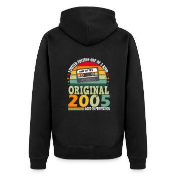 Original 2005 vintage vintage retro anniversaire - Veste à capuche bio Premium Unisexe - noir - Dos - Nico (187cm)