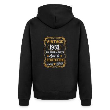 1953 vintage vintage cadeau d’anniversaire rétro - Veste à capuche bio Premium Unisexe - noir - Dos - Nico (187cm)