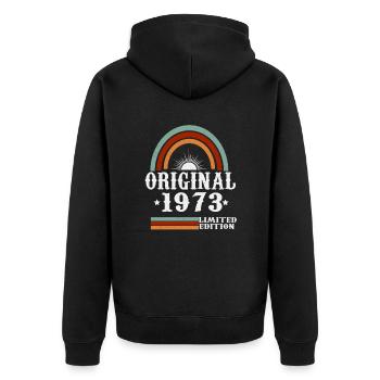 Original 1973 Vintage vintage retro anniversaire - Veste à capuche bio Premium Unisexe - noir - Dos - Nico (187cm)