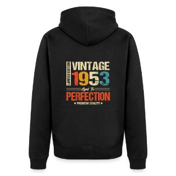 Vintage 1953 vintage anniversaire rétro cadeau - Veste à capuche bio Premium Unisexe - noir - Dos - Nico (187cm)