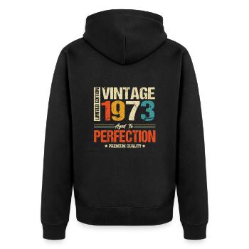 Vintage 1973 vintage anniversaire cadeau rétro - Veste à capuche bio Premium Unisexe - noir - Dos - Nico (187cm)