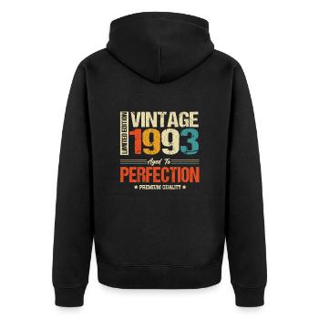 Vintage 1993 vintage anniversaire rétro cadeau - Veste à capuche bio Premium Unisexe - noir - Dos - Nico (187cm)