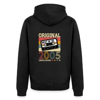 Né en 2005 Vintage Anniversaire Rétro - Veste à capuche bio Premium Unisexe - noir - Dos - Nico (187cm)