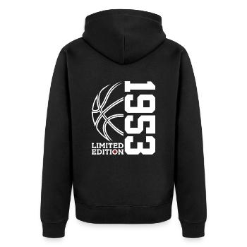 LIMITED EDITION 1953 BASKETBALL 73RD BIRTHDAY - Unisex Premium Organic Zip Hoodie - black - Back - Nico (187cm)