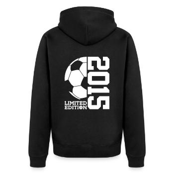LIMITED EDITION 2015 FUßBALL 11. GEBURTSTAG - Unisex Premium Bio Zip Hoodie - Schwarz - Hinten - Nico (187cm)