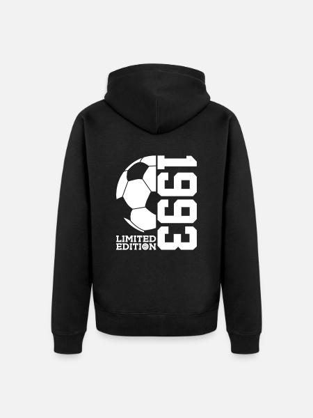 LIMITED EDITION 1993 FUßBALL 33. GEBURTSTAG - Unisex Premium Bio Zip Hoodie - Schwarz