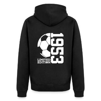 LIMITED EDITION 1953 FOOTBALL 73RD BIRTHDAY - Unisex Premium Organic Zip Hoodie - black - Back - Nico (187cm)