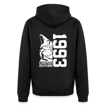 LIMITED EDITION 1993 CAT 33RD BIRTHDAY - Unisex Premium Organic Zip Hoodie - black - Back - Nico (187cm)