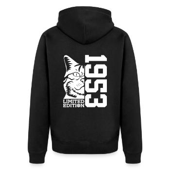 ÉDITION LIMITÉE 1953 ANNIVERSAIRE DU CHAT - Veste à capuche bio Premium Unisexe - noir - Dos - Nico (187cm)
