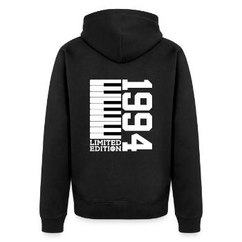 KLAVIER 32. GEBURTSTAG PIANO LIMITED EDITION 1994 - Unisex Premium Bio Zip Hoodie - Schwarz - Hinten - Nico (187cm)