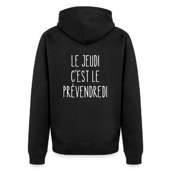 le jeudi c'est le prévendredi - Veste à capuche bio Premium Unisexe - noir - Dos - Nico (187cm)