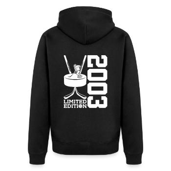 LIMITED EDITION 2003 EISHOCKEY 23. GEBURTSTAG - Unisex Premium Organic Zip Hoodie - black - Back - Nico (187cm)