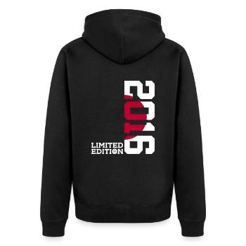 LIMITED EDITION 2016 JAPAN 10. GEBURTSTAG - Unisex Premium Bio Zip Hoodie - Schwarz - Hinten - Nico (187cm)