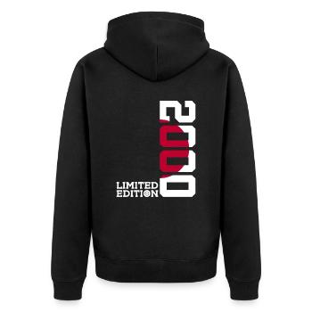 LIMITED EDITION 2000 JAPAN 26. GEBURTSTAG - Unisex Premium Bio Zip Hoodie - Schwarz - Hinten - Nico (187cm)
