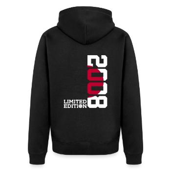 LIMITED EDITION 2008 JAPAN 18. GEBURTSTAG - Unisex Premium Bio Zip Hoodie - Schwarz - Hinten - Nico (187cm)