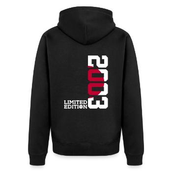 LIMITED EDITION 2003 JAPAN 23. GEBURTSTAG - Unisex Premium Bio Zip Hoodie - Schwarz - Hinten - Nico (187cm)