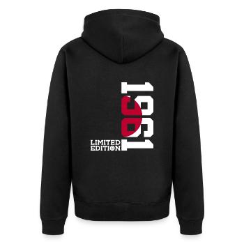 LIMITED EDITION 1961 JAPAN 65. GEBURTSTAG - Unisex Premium Bio Zip Hoodie - Schwarz - Hinten - Nico (187cm)
