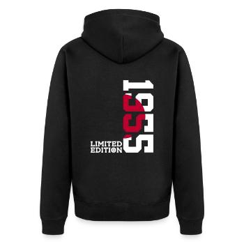 LIMITED EDITION 1955 JAPAN 71. GEBURTSTAG - Unisex Premium Bio Zip Hoodie - Schwarz - Hinten - Nico (187cm)