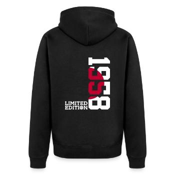 LIMITED EDITION 1958 JAPAN 68. GEBURTSTAG - Unisex Premium Bio Zip Hoodie - Schwarz - Hinten - Nico (187cm)