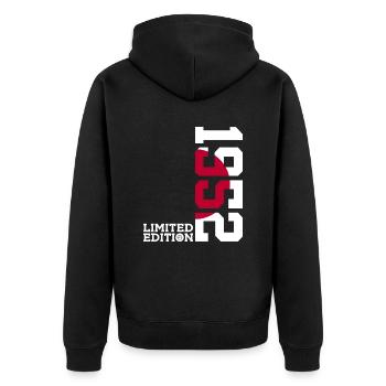LIMITED EDITION 1952 JAPAN 74. GEBURTSTAG - Unisex Premium Bio Zip Hoodie - Schwarz - Hinten - Nico (187cm)