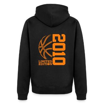 LIMITED EDITION 2010 BASKETBALL 16. GEBURTSTAG - Unisex Premium Bio Zip Hoodie - Schwarz - Hinten - Nico (187cm)
