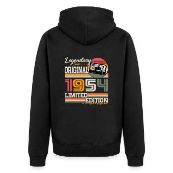 Legendary Since 1954 Vintage Birthday Gift - Unisex Premium Organic Zip Hoodie - black - Back - Nico (187cm)