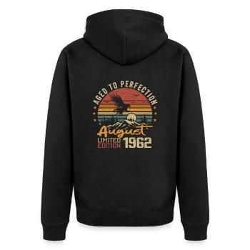 Vintage August 1962 Birthday Gift August 1962 - Unisex Premium Organic Zip Hoodie - black - Back - Nico (187cm)