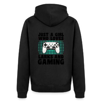 Gamer und Alouettes: Videospiele und Abenteuer in der Luft - Unisex Premium Bio Zip Hoodie - Schwarz - Hinten - Nico (187cm)