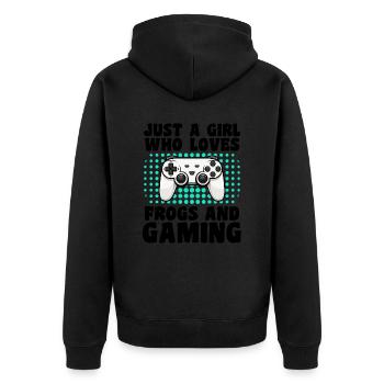 Gamer et Grenouilles : Jeux Vidéo et Amphibienne - Veste à capuche bio Premium Unisexe - noir - Dos - Nico (187cm)