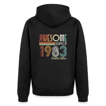 Né en 1983 Vintage Retro Anniversaire - Veste à capuche bio Premium Unisexe - noir - Dos - Nico (187cm)