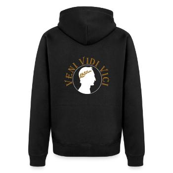 Veni Vidi Vici - Unisex Premium Bio Zip Hoodie - Schwarz - Hinten - Nico (187cm)