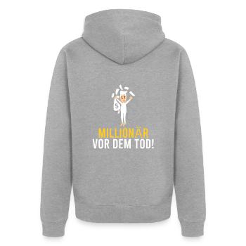 Millionnaire avant la mort ! - Veste à capuche bio Premium Unisexe - gris chiné - Dos - Nico (187cm)