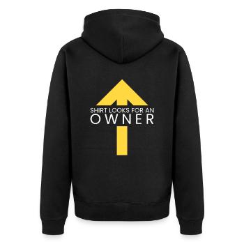 Hemd sucht einen Besitzer - Unisex Premium Bio Zip Hoodie - Schwarz - Hinten - Nico (187cm)
