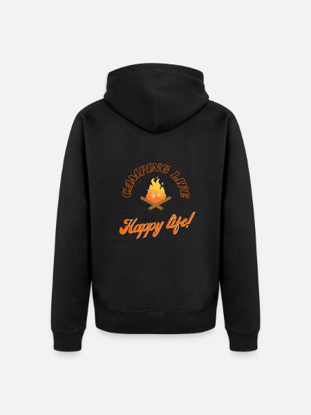 Camping life - happy life - Unisex Premium Organic Zip Hoodie - black