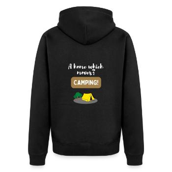 A house that moves? Camping! - Unisex Premium Organic Zip Hoodie - black - Back - Nico (187cm)