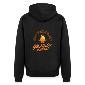 Camper Leben - Glücklich - Unisex Premium Bio Zip Hoodie - Schwarz - Hinten - Nico (187cm)