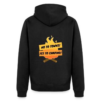 Non aux villes ! - Oui au camping ! - Veste à capuche bio Premium Unisexe - noir - Dos - Nico (187cm)