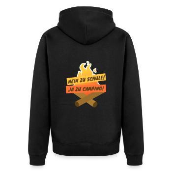 Nein zu Schule - Ja zu Camping! - Unisex Premium Bio Zip Hoodie - Schwarz - Hinten - Nico (187cm)