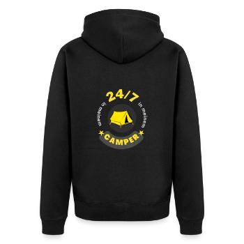 24/7 in meinem Camper - Unisex Premium Bio Zip Hoodie - Schwarz - Hinten - Nico (187cm)