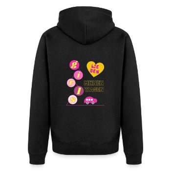 Girls lieben meinen Wagen - Unisex Premium Bio Zip Hoodie - Schwarz - Hinten - Nico (187cm)