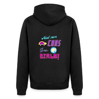 besoin de plus de voitures que de filles - Veste à capuche bio Premium Unisexe - noir - Dos - Nico (187cm)