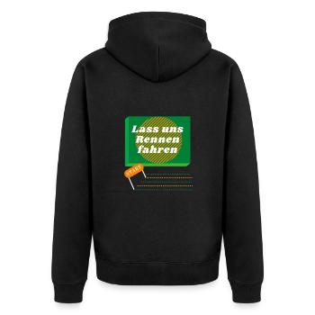 Lass uns Rennen fahren - Unisex Premium Bio Zip Hoodie - Schwarz - Hinten - Nico (187cm)