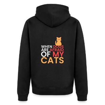 if dogs are afraid of my cat - Unisex Premium Organic Zip Hoodie - black - Back - Nico (187cm)