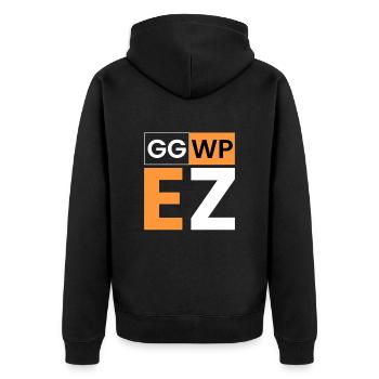 gg wp EZ - Unisex Premium Bio Zip Hoodie - Schwarz - Hinten - Nico (187cm)