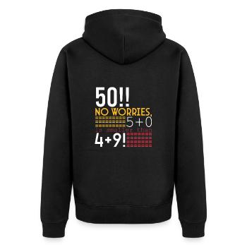 Joyeux 50e anniversaire!!! - Veste à capuche bio Premium Unisexe - noir - Dos - Nico (187cm)
